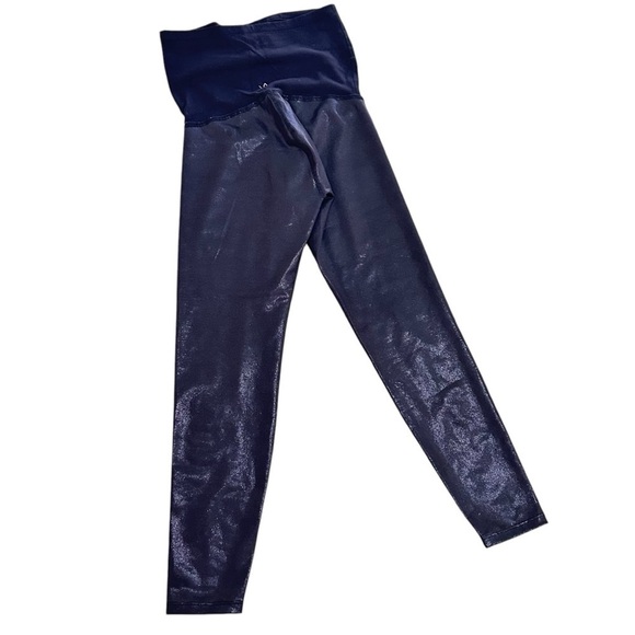 Beyond the Bump metallic charcoal gray bellyband leggings USA made size small - Picture 2 of 7